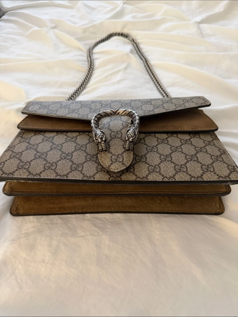 Gucci Beige Brown GG Supreme Dionysus Shoulder Bag